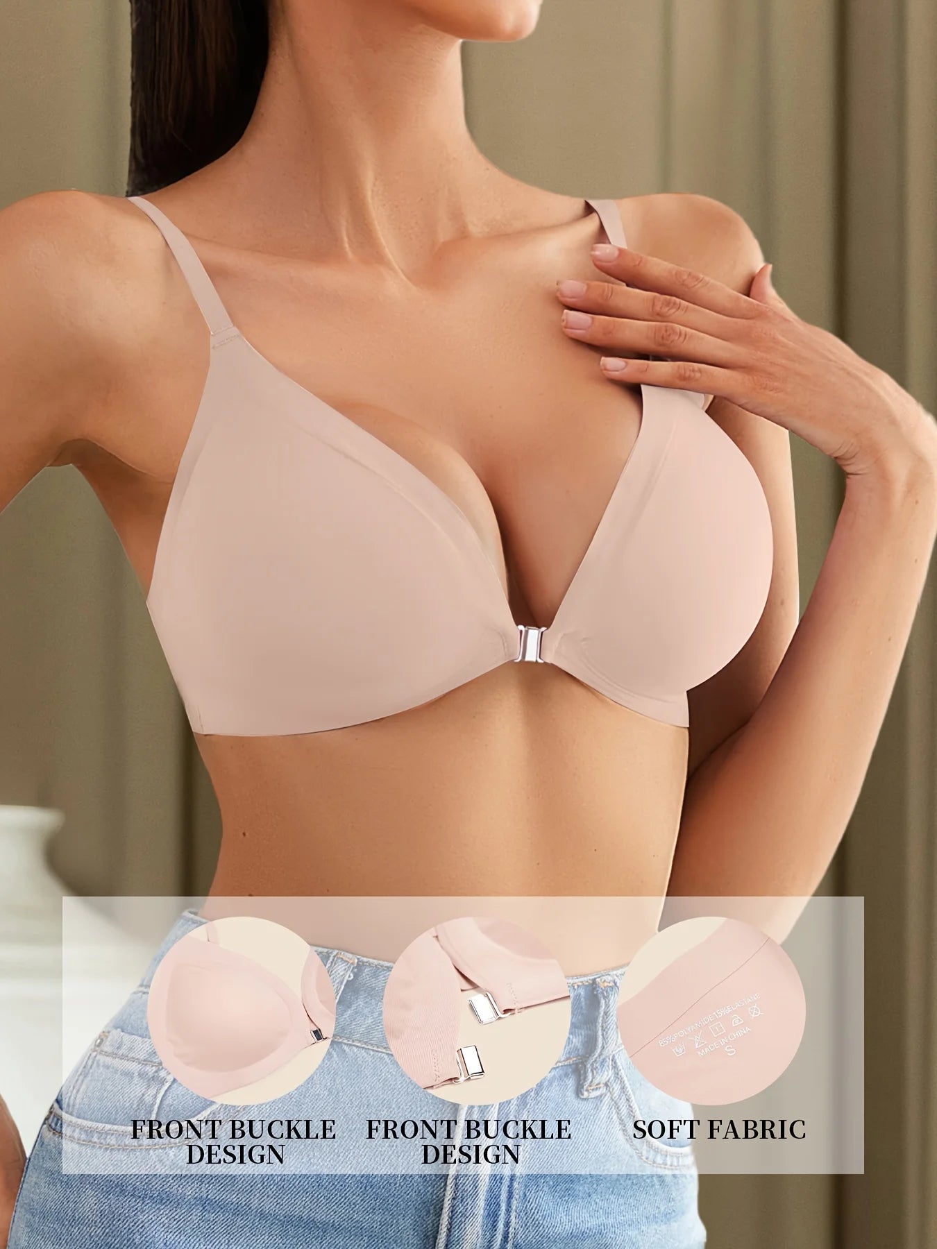 Soutien-gorge avec ouverture avant amovible goutte d'eau pour femmes