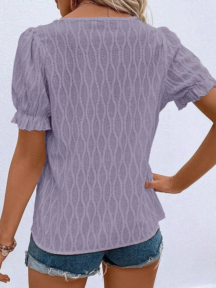 T-shirt d'été à col en v pour femmes