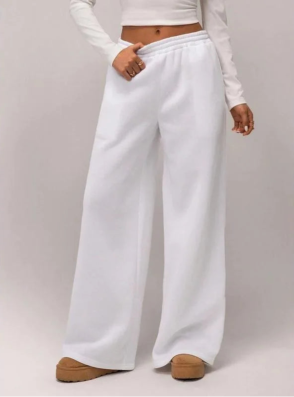 Pantalon large en molleton élastique avec doublure polaire pour femmes