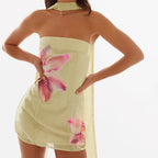 Robe tube dos nu à fleurs pour femmes