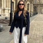 Blazer rayé imprimé à manches longues pour femmes