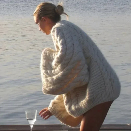 Pull Vintage Femme – Maille Torsadée Élégante