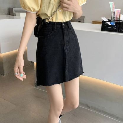 Jupe Courte en Jean Femme – Bleu Clair Vintage