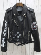 Veste courte en cuir Pu  pour femmes