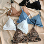 Soutien-gorge triangle sans coutures imprimé léopard pour femmes