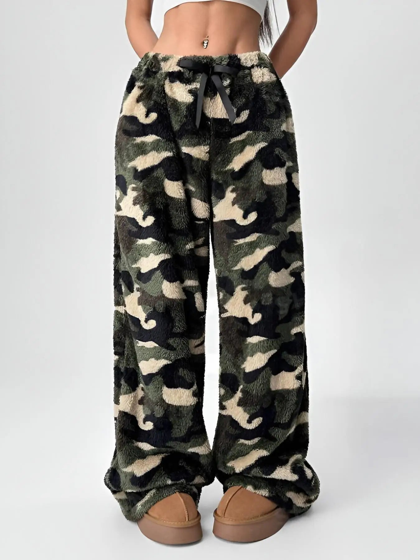 Pantalon large à imprimé léopard pour femmes