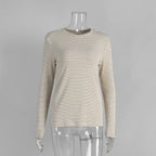 Pullover en coton rayé à manches longues pour femmes
