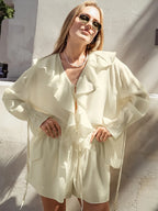 Ensembles deux pièces Cardigan à lacets, petit haut + short pour femmes