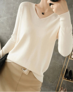 Pull tricoté avec col en v pour femmes