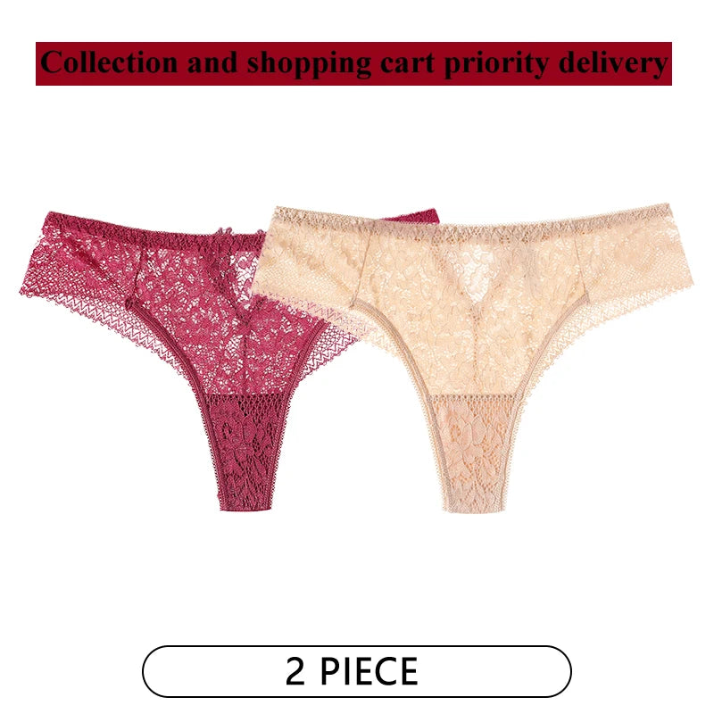 String sexy en dentelle brodée pour femmes