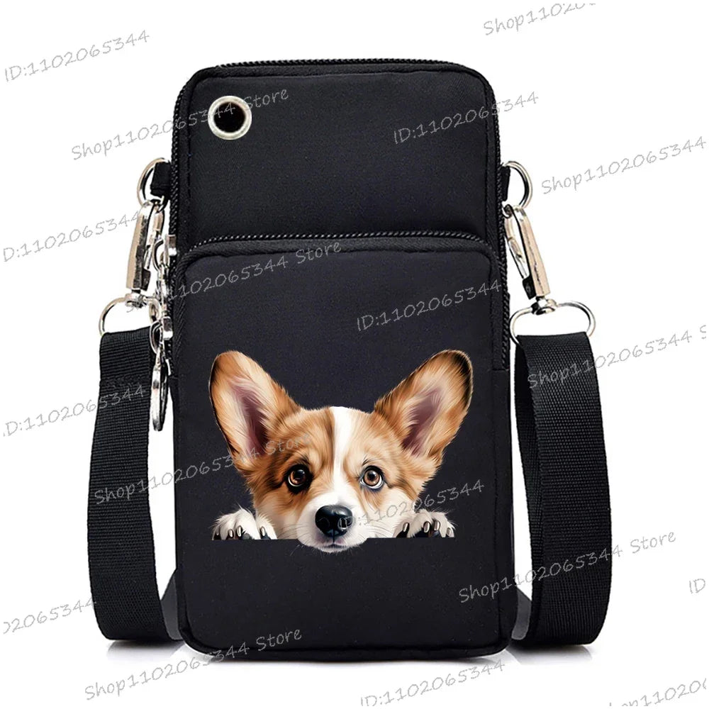 Sac à main pour téléphone portable imprimé chien 3D pour femmes