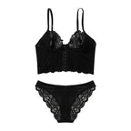 Ensemble de soutien-gorge à armatures en dentelle transparente et culotte assortie pour femmes