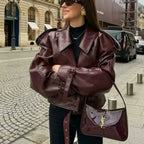 Blousons bomber en similicuir pour femmes