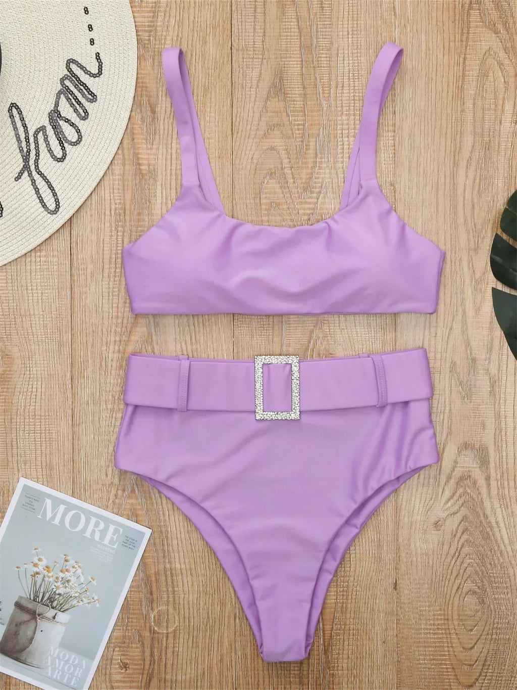 Maillot de bain deux pièces taille haute pour femmes