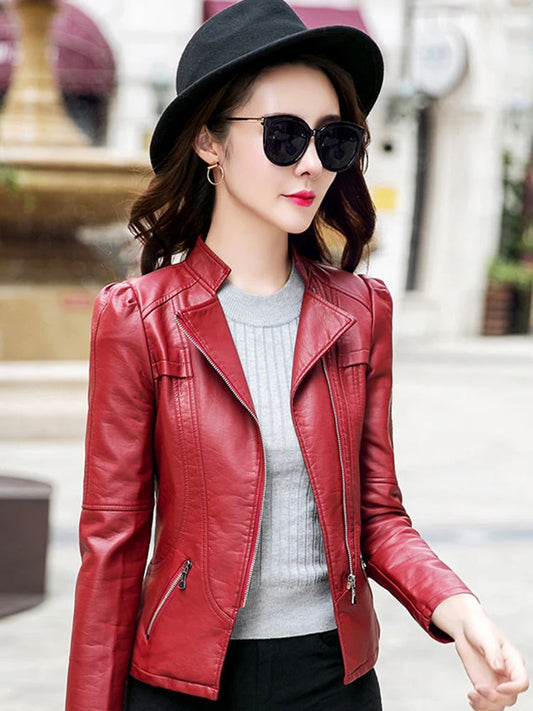 Veste femme en simili cuir zippée