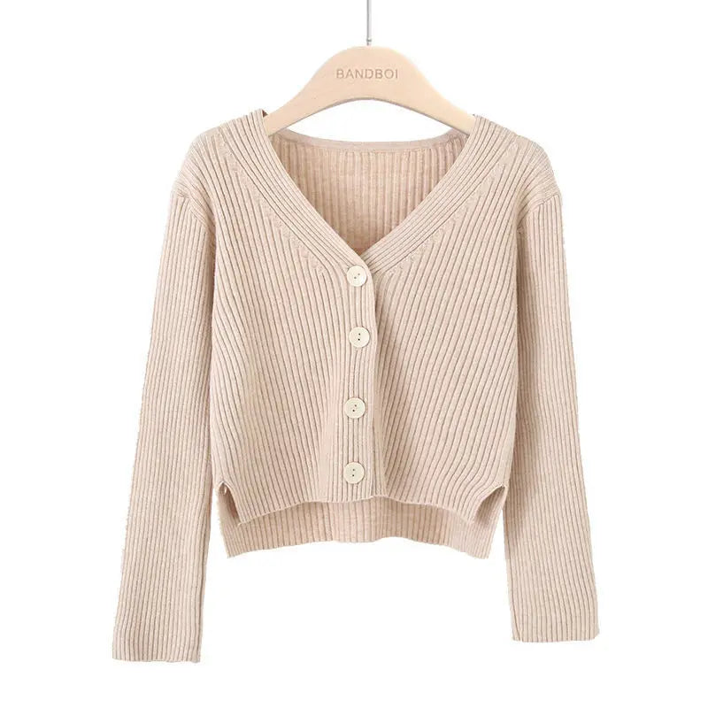Cardigan court à boutons pour femmes