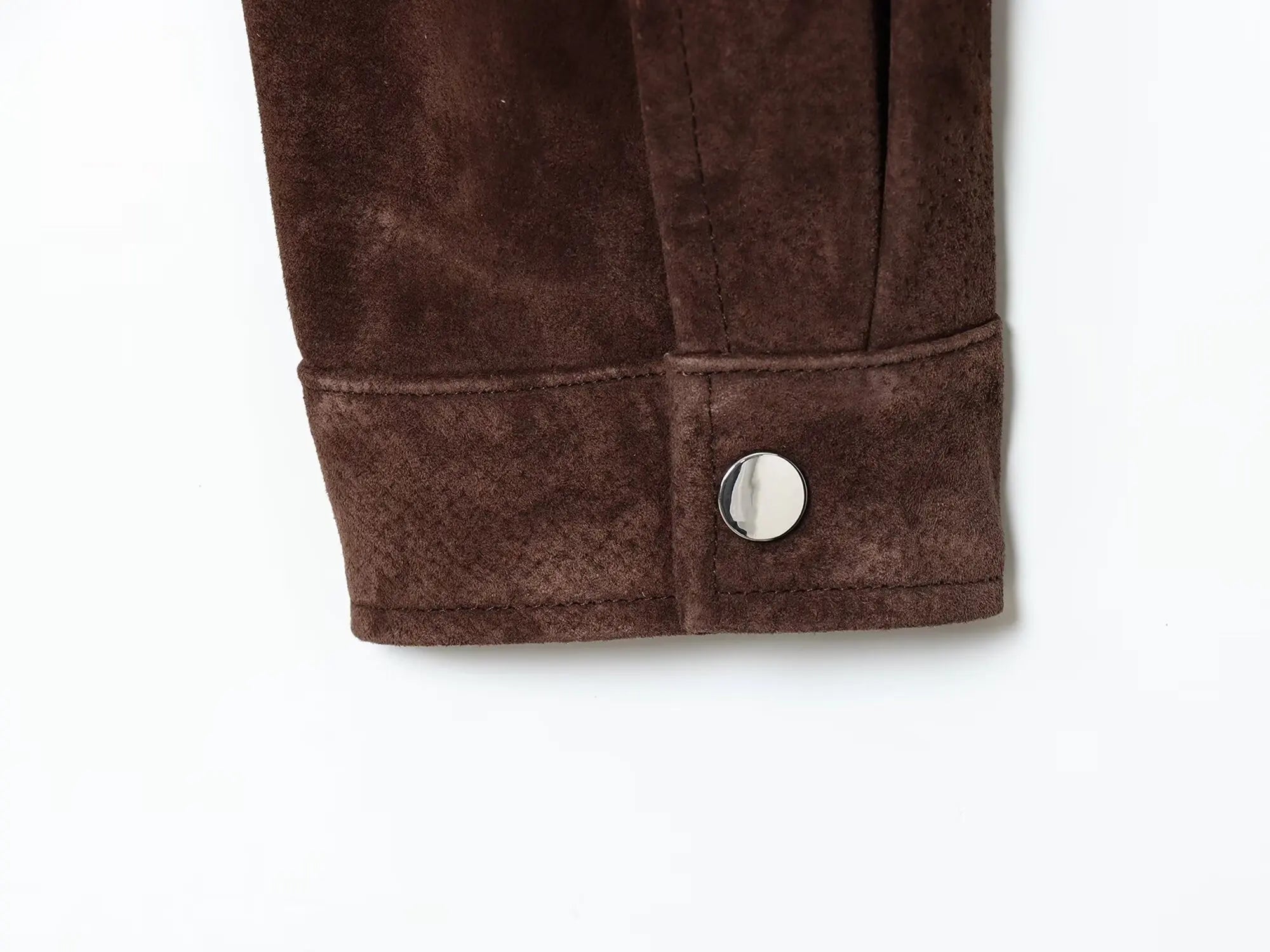 Veste en faux daim à col montant et manches longues pour femmes