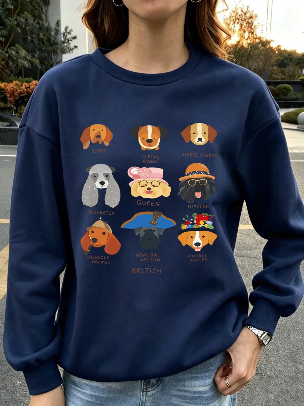 Sweat-shirt à capuche imprimé tête de chien pour femmes