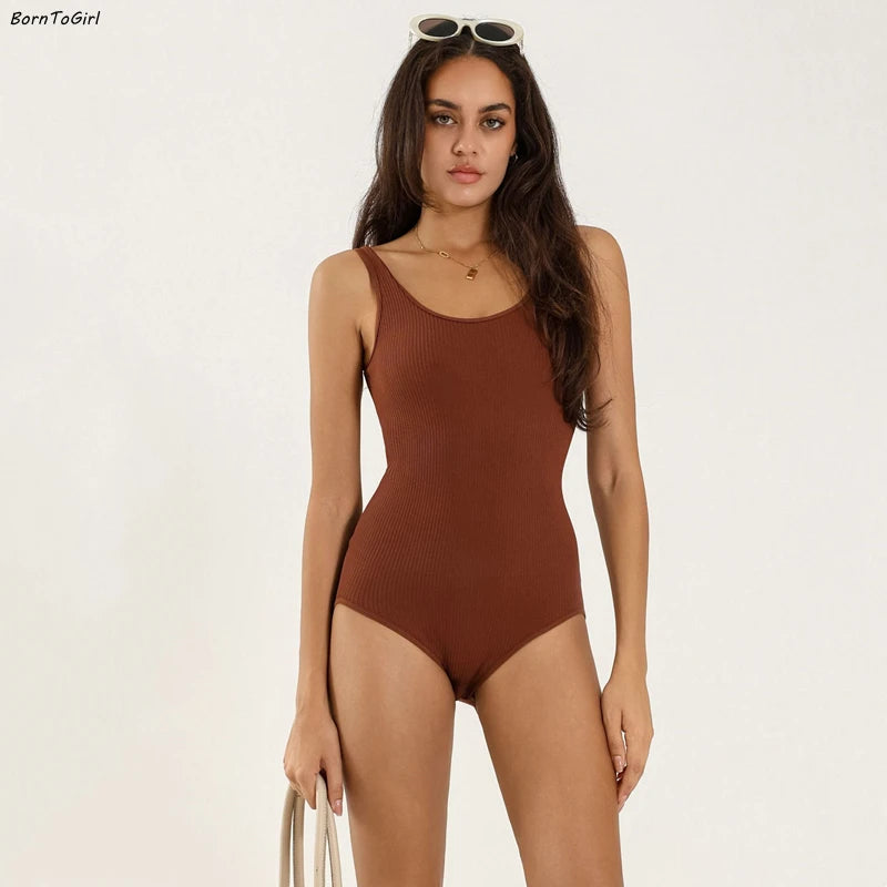 Body moulant sans manches pour femmes