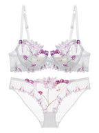 Ensemble de soutien-gorge en dentelle florale et culotte assortie pour femmes