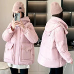 Manteau coréenne à capuche en coton rembourré pour femmes