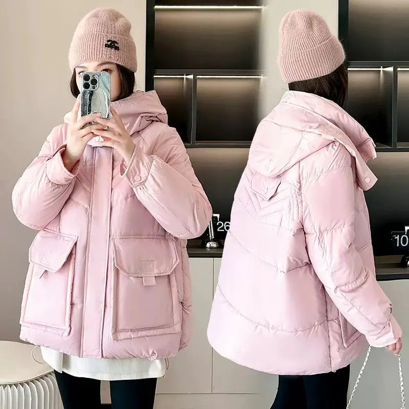 Manteau coréenne à capuche en coton rembourré pour femmes