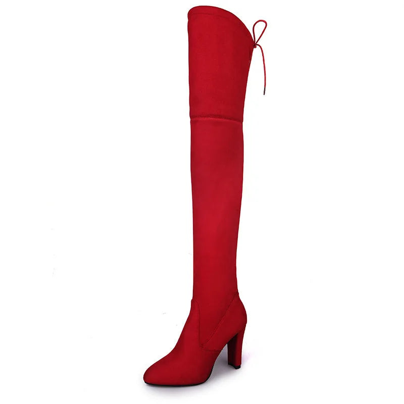 Bottes cuissardes à talon épais pour femmes