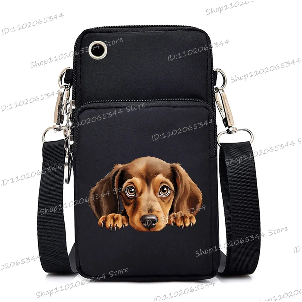 Sac à main pour téléphone portable imprimé chien 3D pour femmes