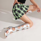 Bottes au genou respirantes avec trou circulaire évidé pour femmes