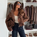 Veste courte avec ceinture de couleur Pure pour femmes