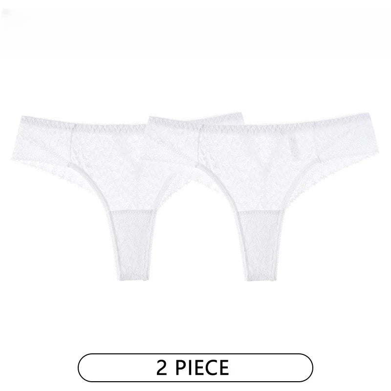 Lot de 2 Culottes Femme – Dentelle Brodée Taille Basse