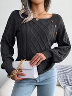 Pulls en tricot à col carré uni décontractés pour femmes