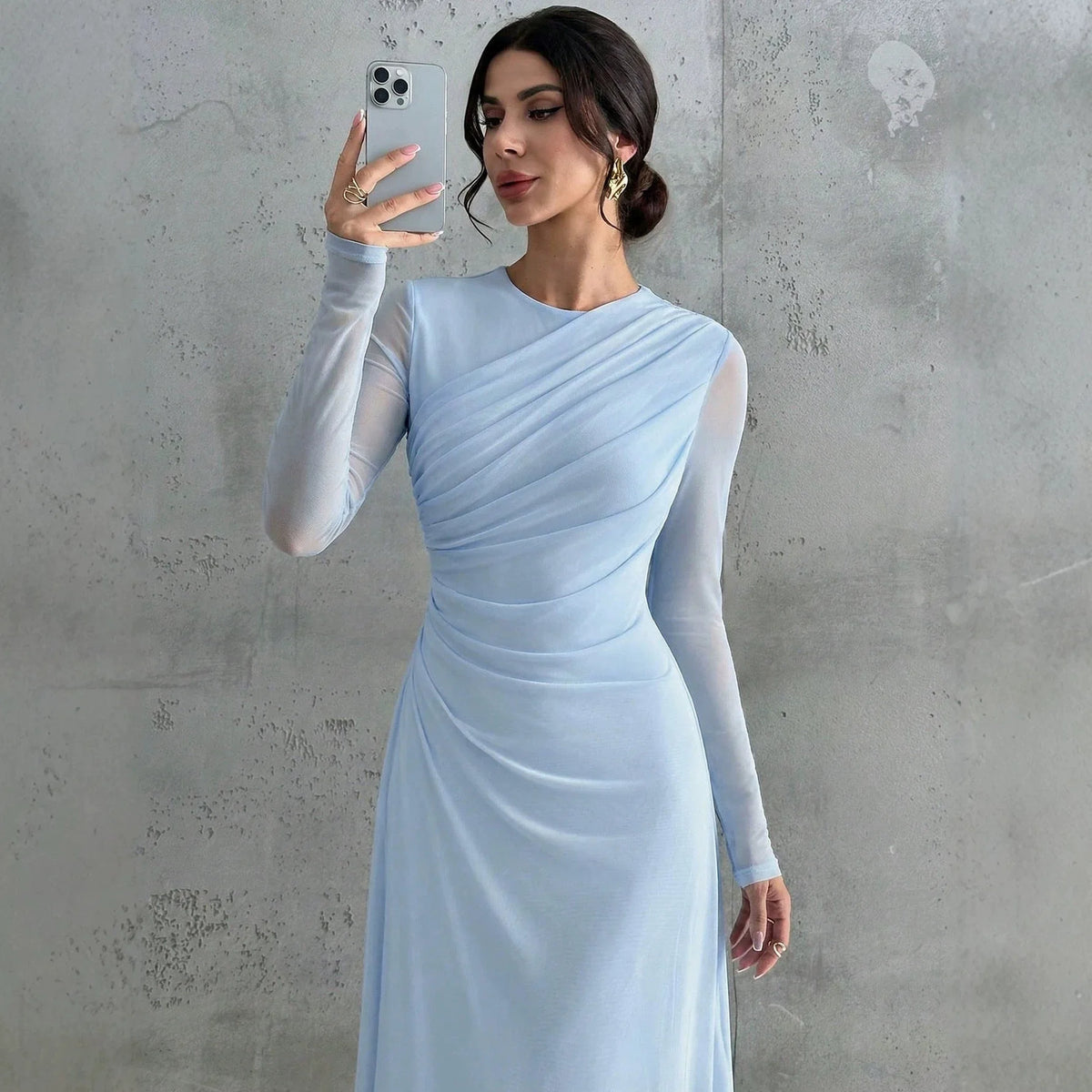 Robe en Maille Femme – Manches Longues et Ceinture