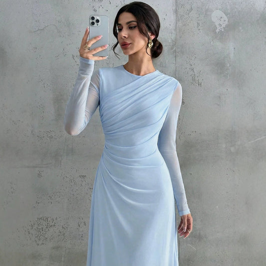 Robe en Maille Femme – Manches Longues et Ceinture