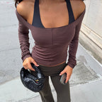T-shirts et hauts courts sexy à épaules dénudées pour femmes