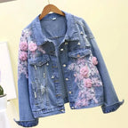 Veste en jean brodée pour femmes