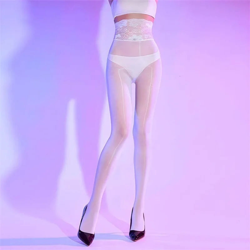 Bas sexy en dentelle taille haute pour femmes