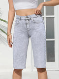 Shorts pantacourt taille haute en jean pour femmes