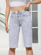 Shorts pantacourt taille haute en jean pour femmes