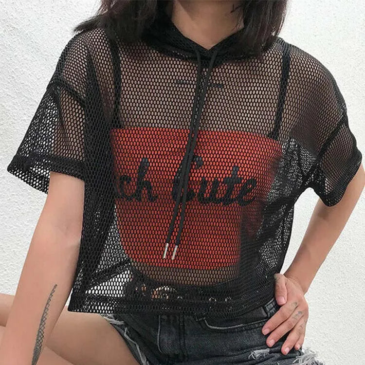 T-Shirt transparent à manches courtes pour femmes