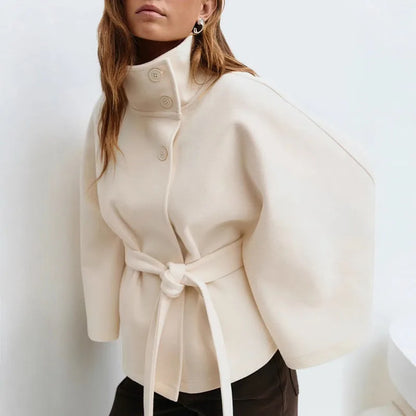 Veste à Col Montant Femme – Laçage et Ceinture