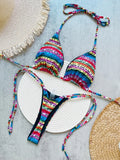 Ensemble de bikini deux pièces micro mini coloré imprimé lettres pour femme