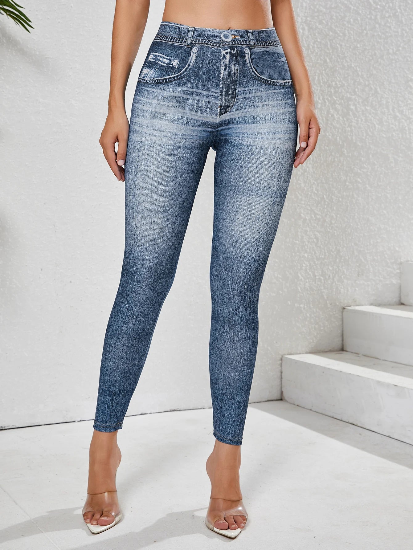 Leggings rétro non en jean pour femmes