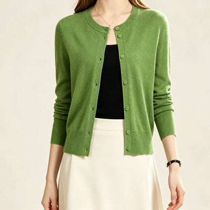 Cardigan Court en Maille Femme – Coupe Ample et Unie