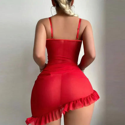 Ensemble Babydoll Femme – Nuisette en Dentelle Transparente et Culotte