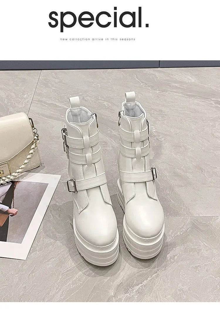 Bottines en cuir PU pour femmes