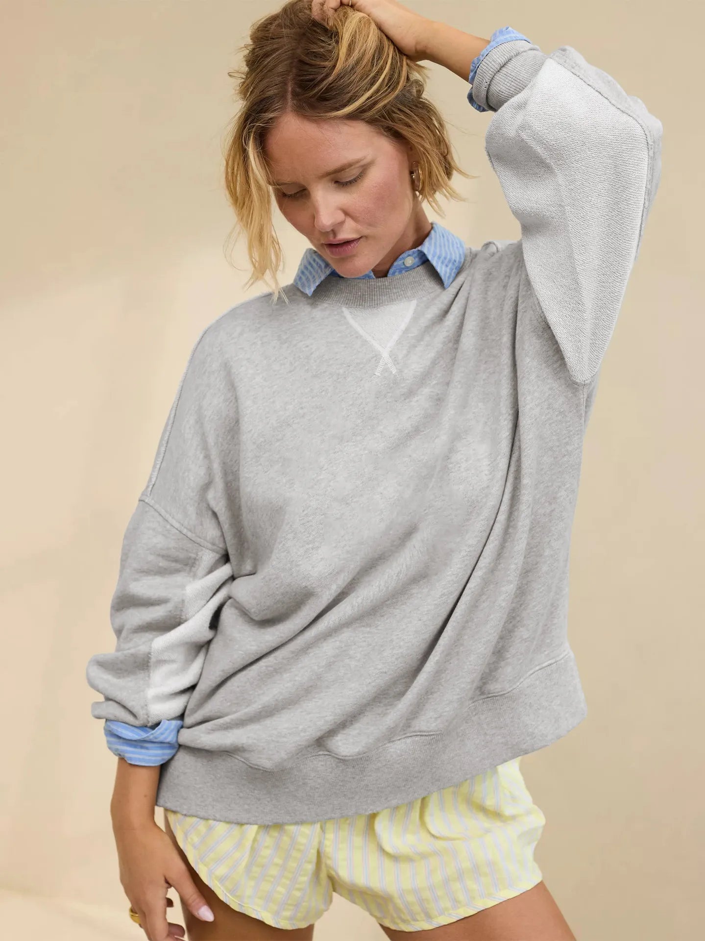 Sweat à capuche ample et décontracté à col rond pour femmes
