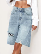 short en jean taille haute pour femmes