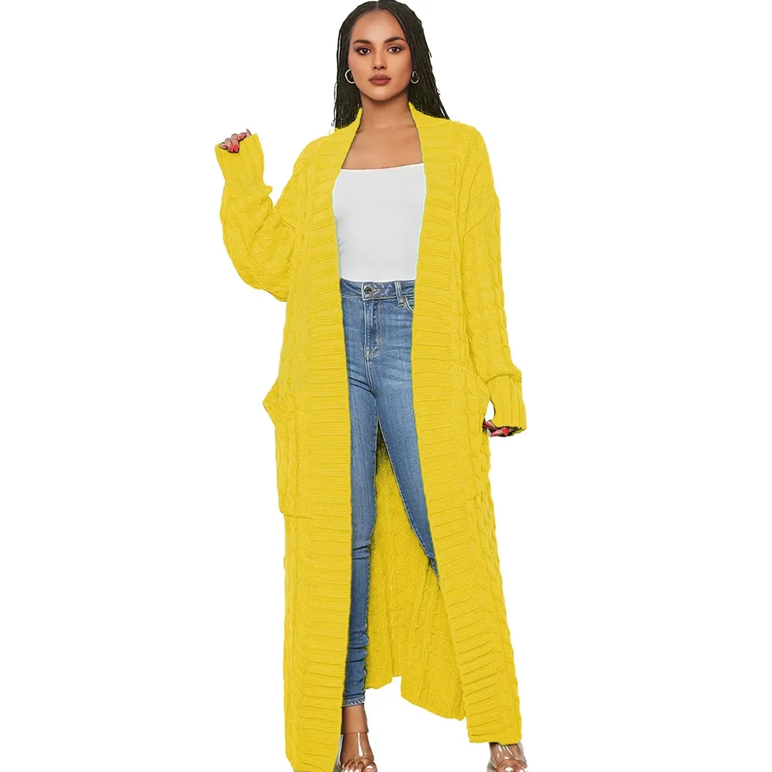 Cardigan long et torsadé pour femmes