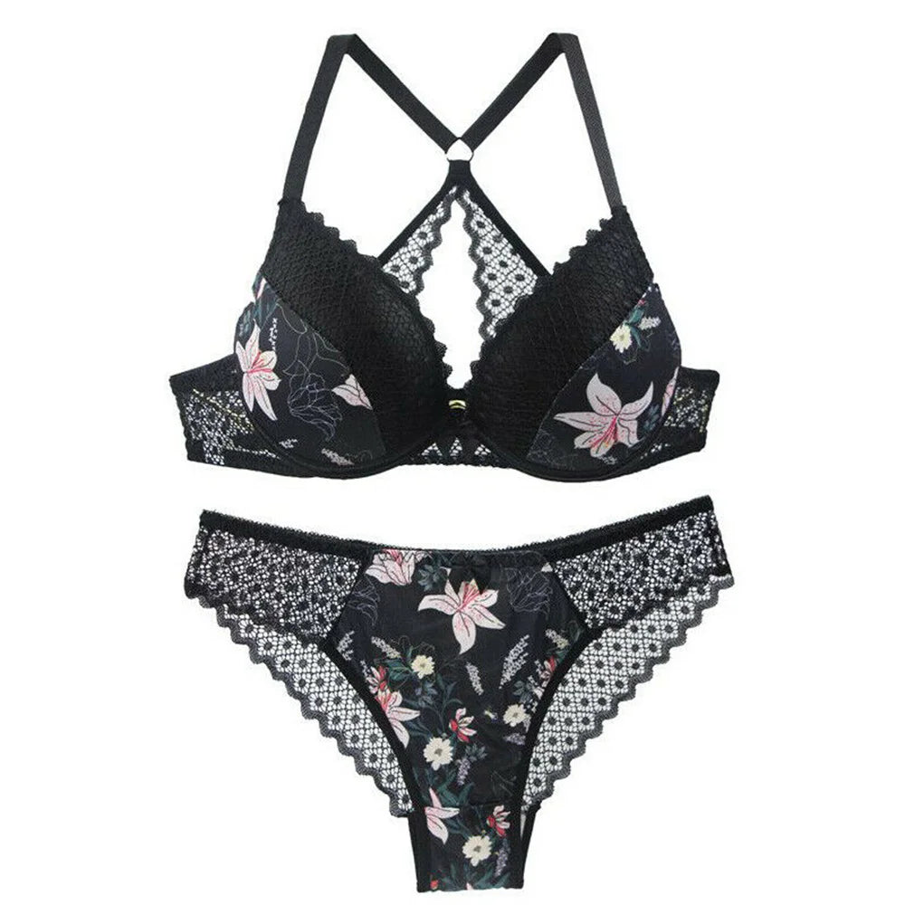 Ensemble soutien-gorge à armatures rembourré et culotte assorti pour femmes